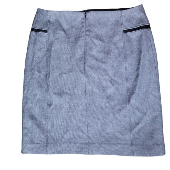 WH|BM Grey Suit Skirt W Faux Leather Detail - 8 - Picture 6 of 9